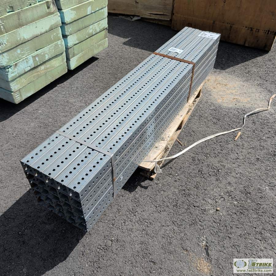 1 PALLET. PERFORATED SQUARE STOCK, APPROX 2IN X 2IN X 74IN