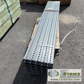 1 PALLET. PERFORATED SQUARE STOCK, APPROX 2IN X 2IN X 74IN