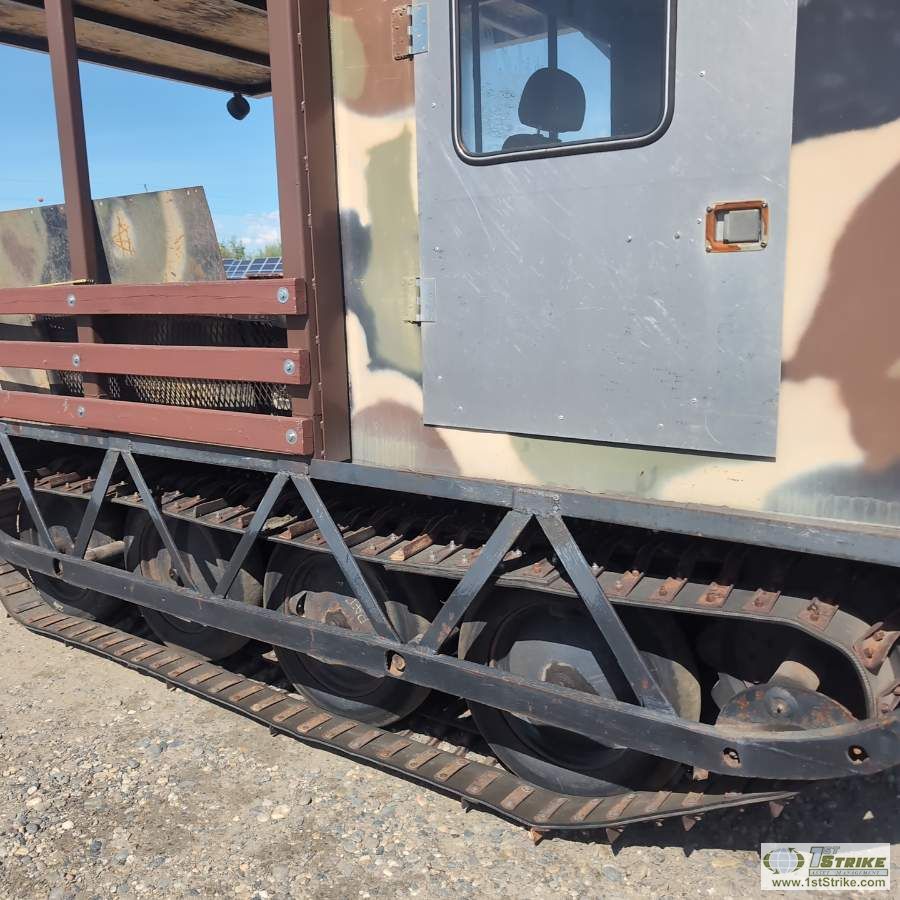 TRACKED VEHICLE, 1981 BOMBARDIER MUSKEG, HEATED CAB, FLATBED WITH