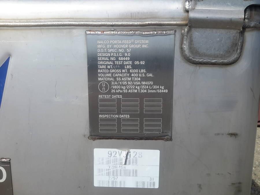 TANK, 400 GALLON, NALCO, ALUMINUM SN:68449 Auction | 1stStrike