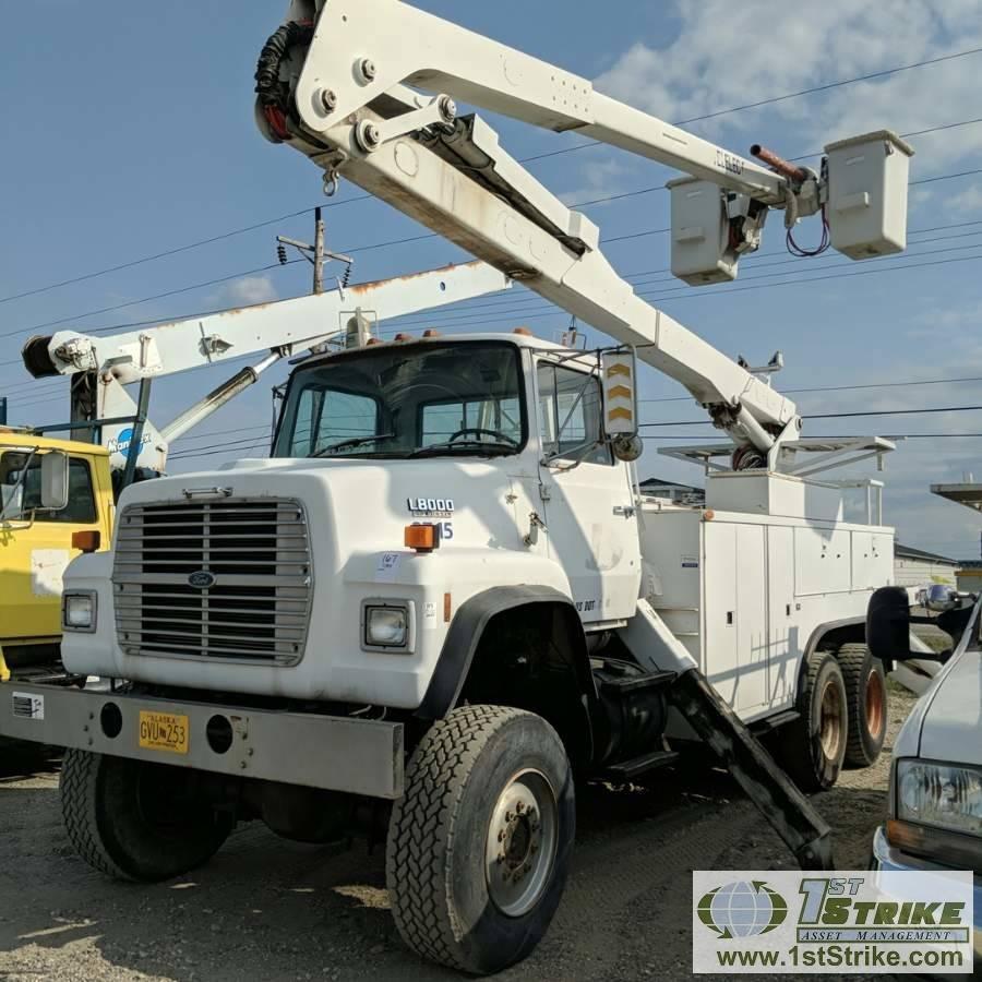 BUCKET TRUCK, 1990 FORD, L8000, FORD KFM07.8FPF3 DIESEL ENGINE