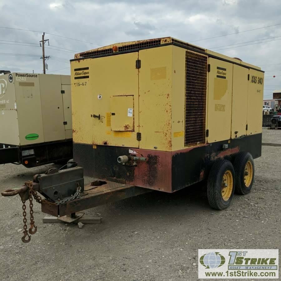 AIR COMPRESSOR, 1999 ATLAS COPCO XAS 940, CAT 3300 DIESEL, TRAILER